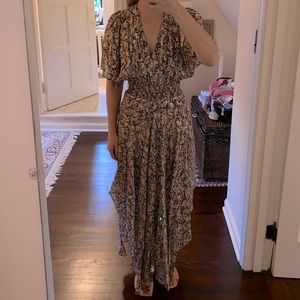 Maje maxi dress leopard paisley print with gold detail size 36